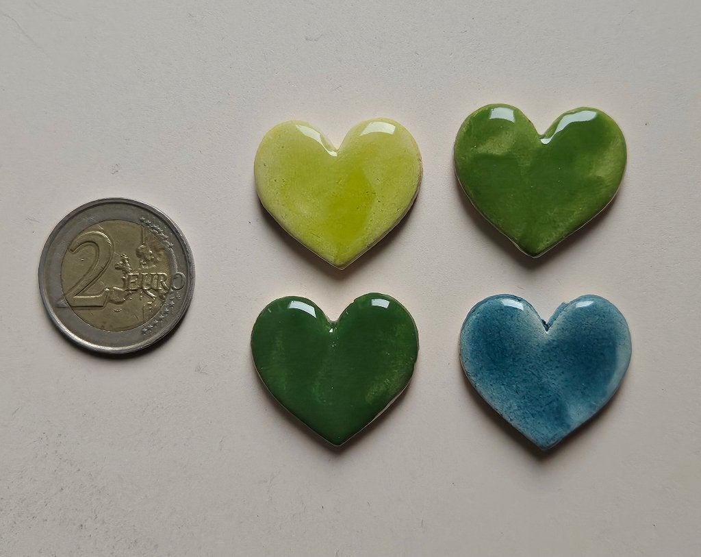 Mozaïek steentjes handgemaakte keramiek hartjes, B1H, Abstract, Groen, Verzenden, Handgemaakt