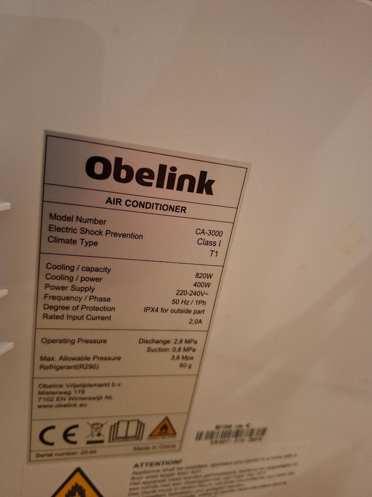 CA-3000 split airco topmerk, geruisloos, Ophalen, Minder dan 60 m³, Nieuw, 3 snelheden of meer