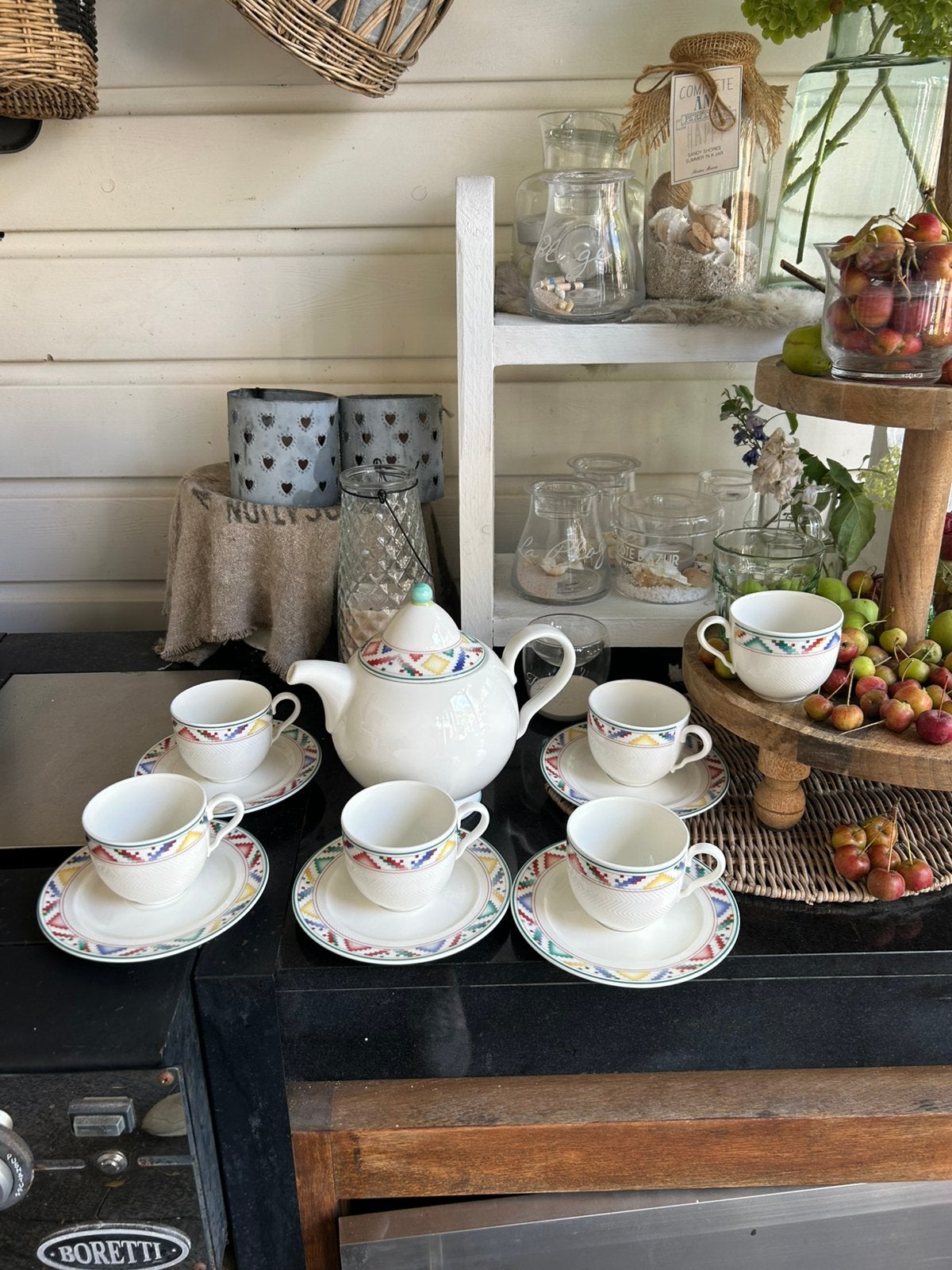 Indian Look Villeroy&Boch theepot en 5xxkop schotels izgst, Ophalen