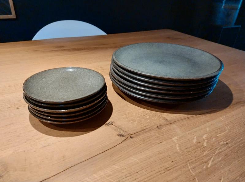 Loods5 diner borden en gebaksbordjes donkergroen, Huis en Inrichting, Keuken | Servies, Ophalen, Zo goed als nieuw, Bord(en), Overige stijlen
