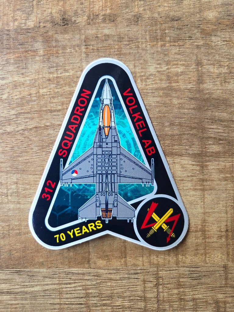 Sticker 312 sqn 70 jaar Volkel AB, Ophalen of Verzenden, Zo goed als nieuw, Overige typen