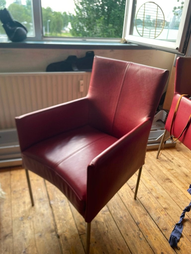 design stoel, Huis en Inrichting, Stoelen, Gebruikt, Twee, Leer, Ophalen of Verzenden