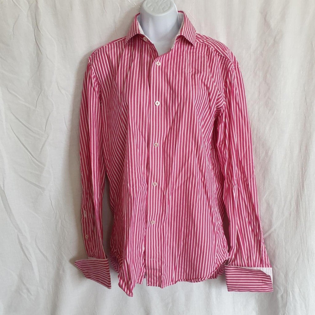 Net roze-wit gestreept overhemd mt 39 merk Cavallaro, ., Zo goed als nieuw, ., Roze