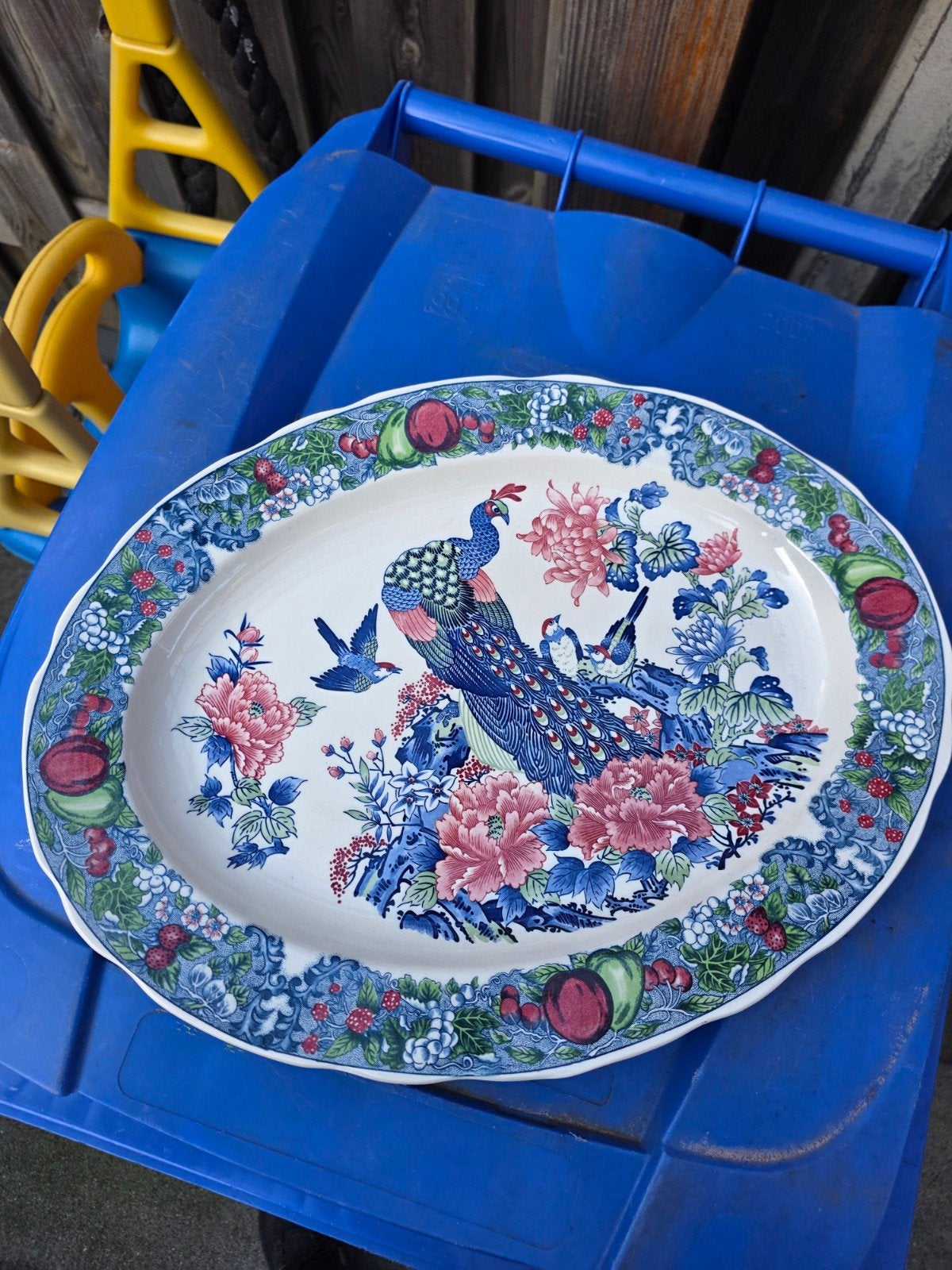 Grote japanse schaal bord met pauw, Antiek en Kunst, Ophalen of Verzenden