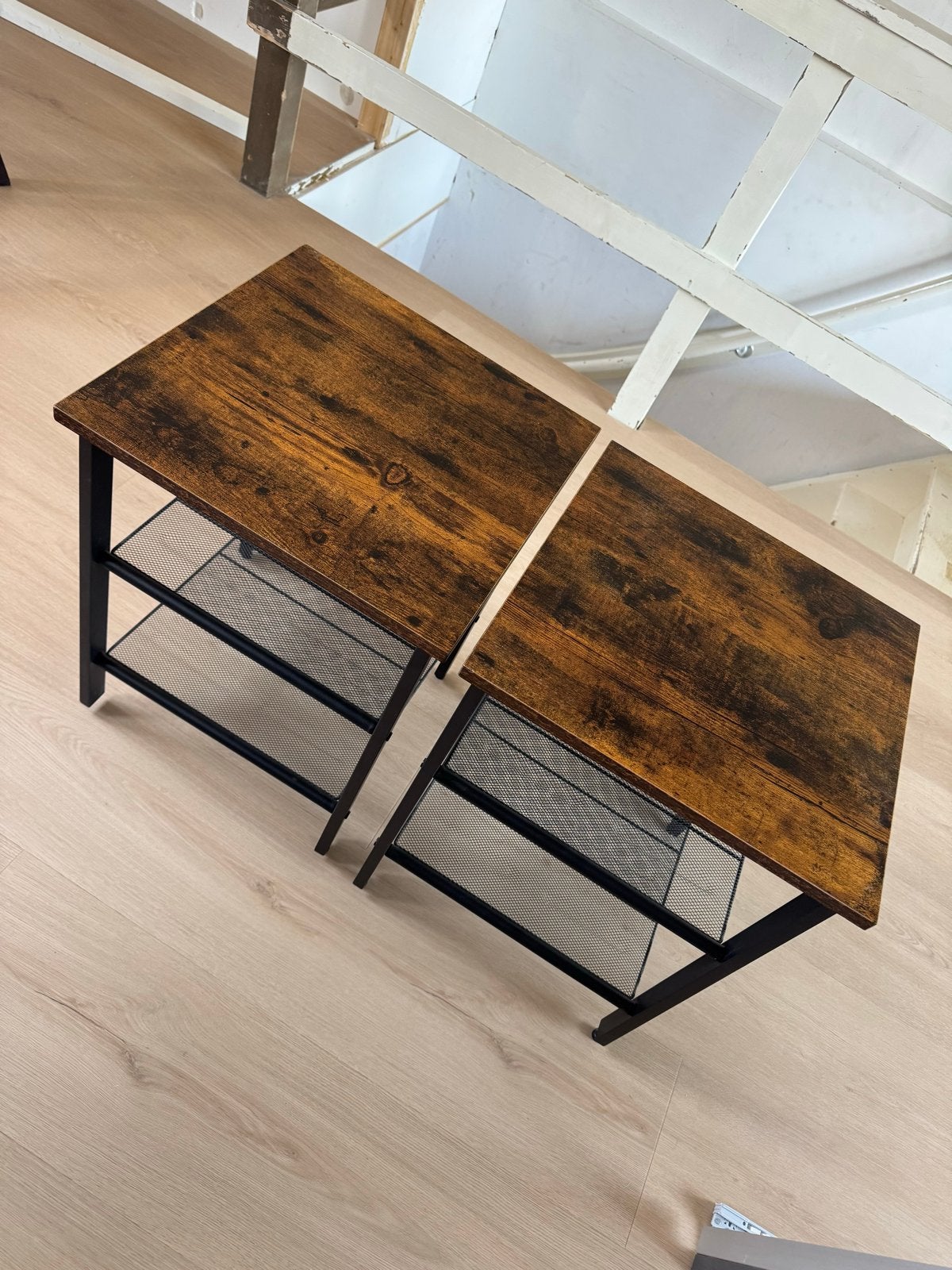 Nachtkastjes set van 2 - Industrieel design 40x40x50 cm, Ophalen, Minder dan 45 cm, Metaal of Aluminium, Zo goed als nieuw