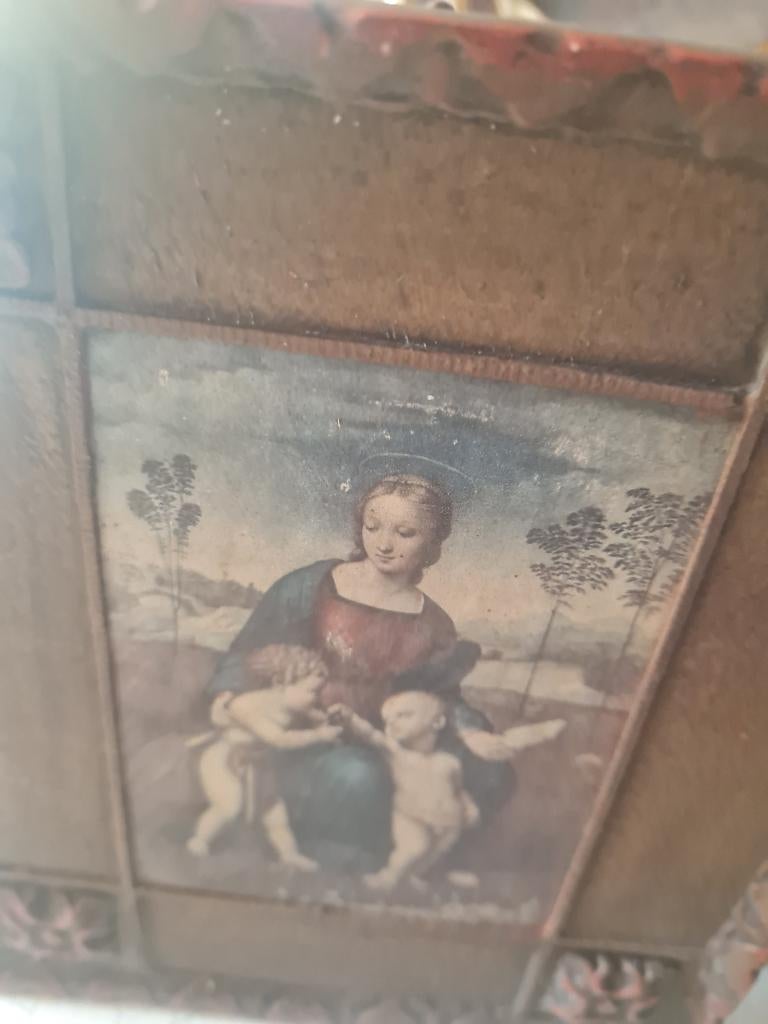 Zeer oud houten paneeltje met religieuze afbeelding, Ophalen of Verzenden, Zo goed als nieuw, Christendom | Katholiek