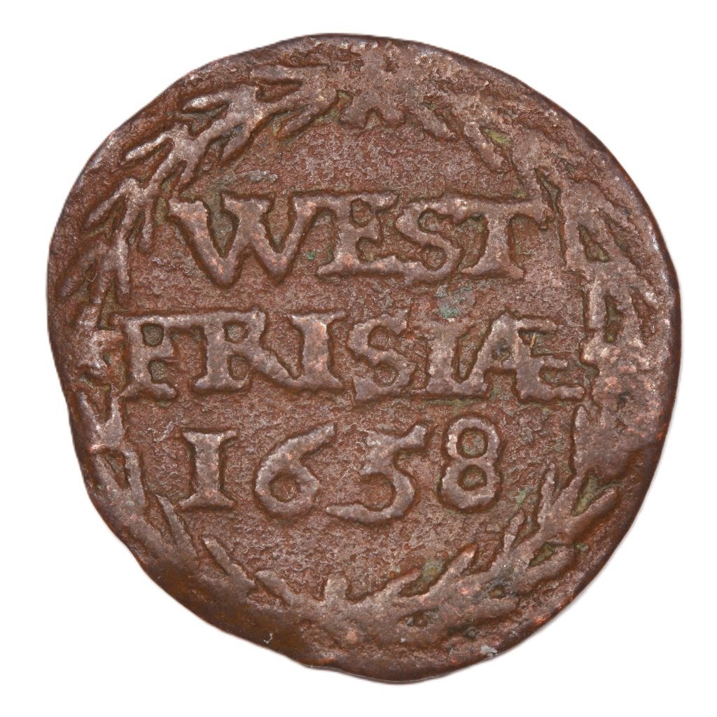 Duit West-Friesland 1658. Fr/ Zfr., Postzegels en Munten, Munten | Nederland, Losse munt, Overige waardes, Vóór koninkrijk, Ophalen of Verzenden