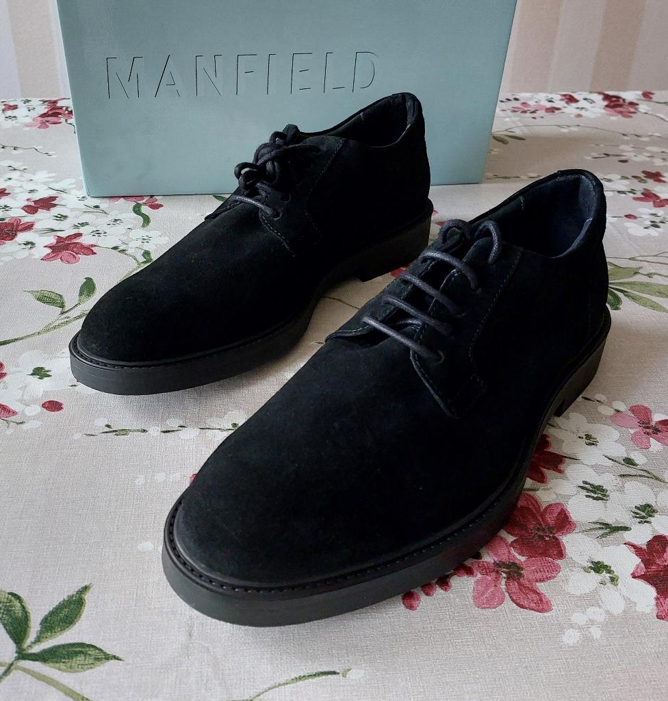 zwarte suède veterschoenen Manfield mt 45, Ophalen, Nieuw, Zwart