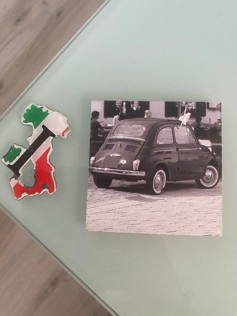 Fiat 500 onderzetter zw/w, Verzenden, Nieuw, Gebruiksvoorwerp