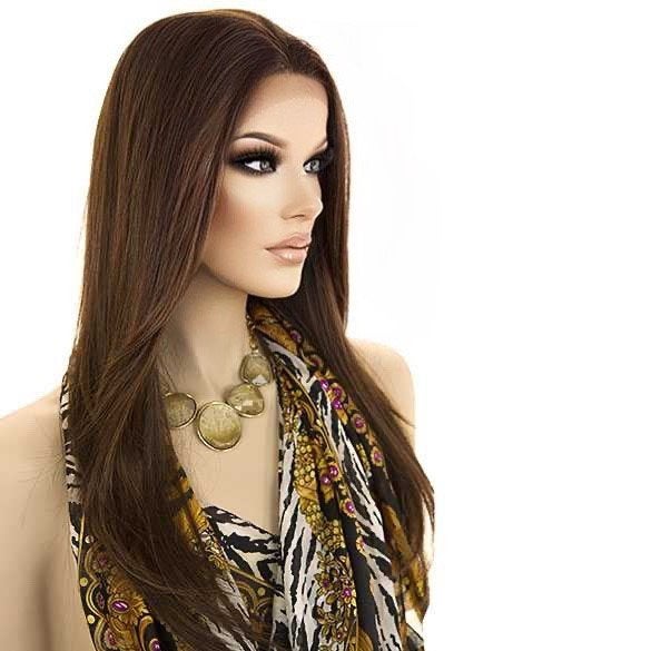 Lace pruik lang steil haar zonder pony Diamond kleur P4/27/3, Verzenden, Nieuw, Pruik of Haarverlenging