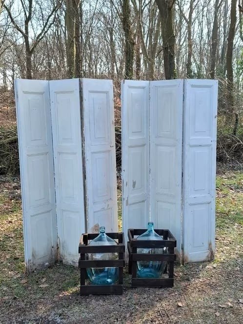 Oude Brocante Set Luiken Hoofdbord Roomdivider Kamerscherm, Ophalen of Verzenden