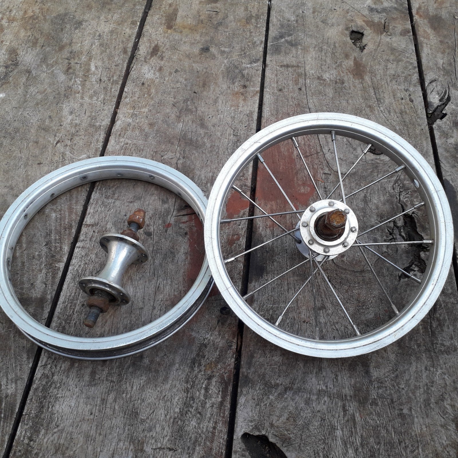 8 inch wiel met naaf en velg - step, fiets of katrol, Gebruikt, Kinderfiets, Aluminium, Ophalen