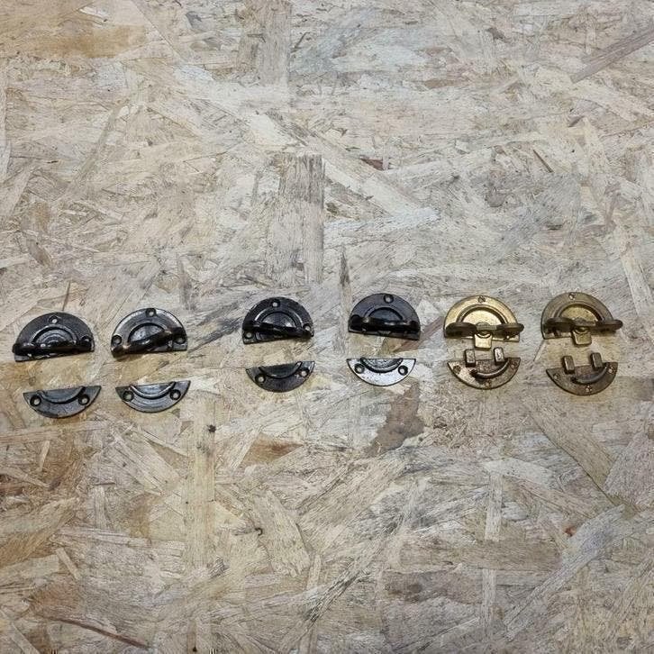 6x retro / antieke koppelplaatjes voor tafel bladen, Ophalen of Verzenden