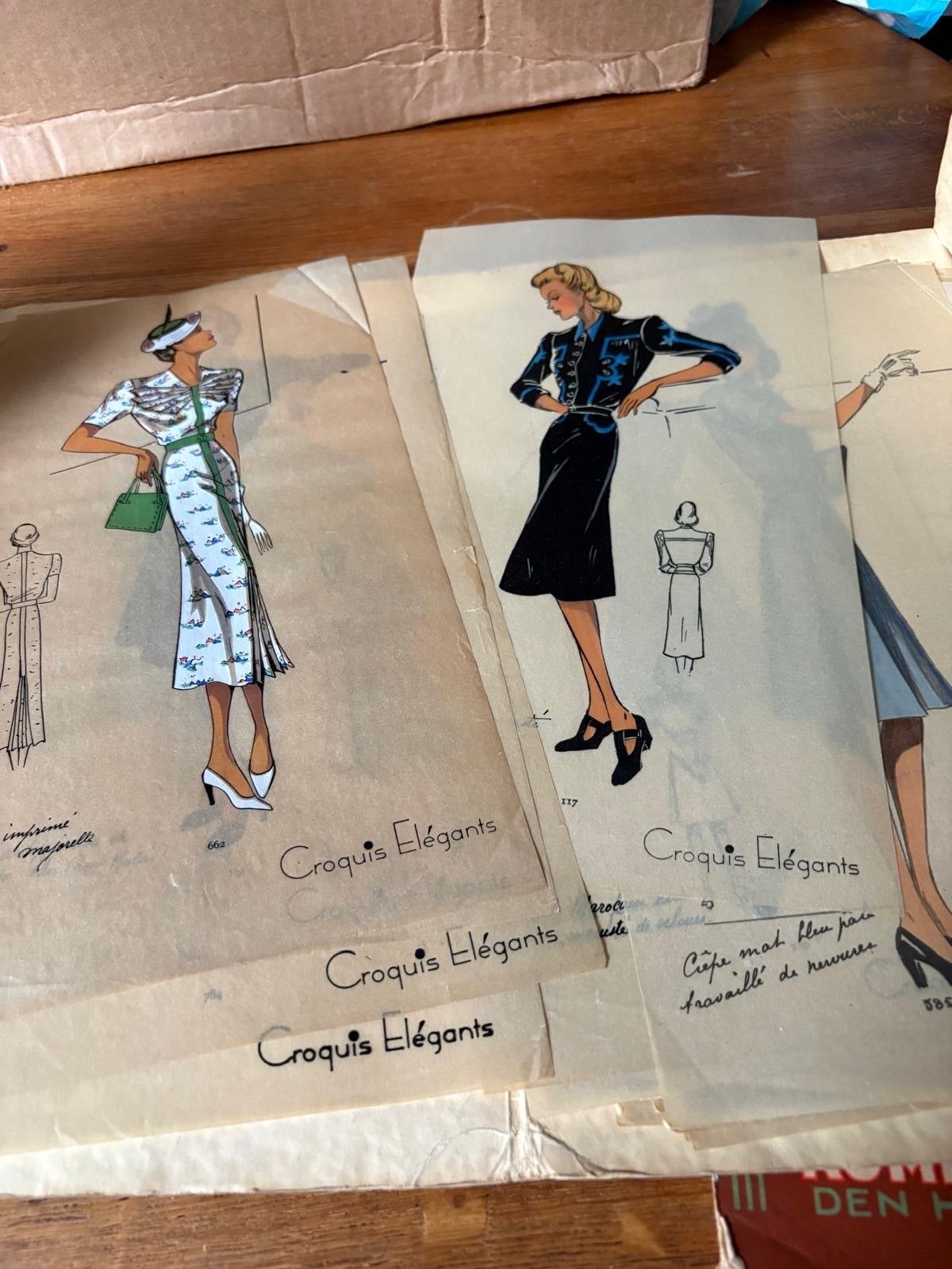 Vintage Croquis Élégants patronnenboekjes (1935 & 1939), Overige merken, Vrouw, Ophalen of Verzenden, Overige typen