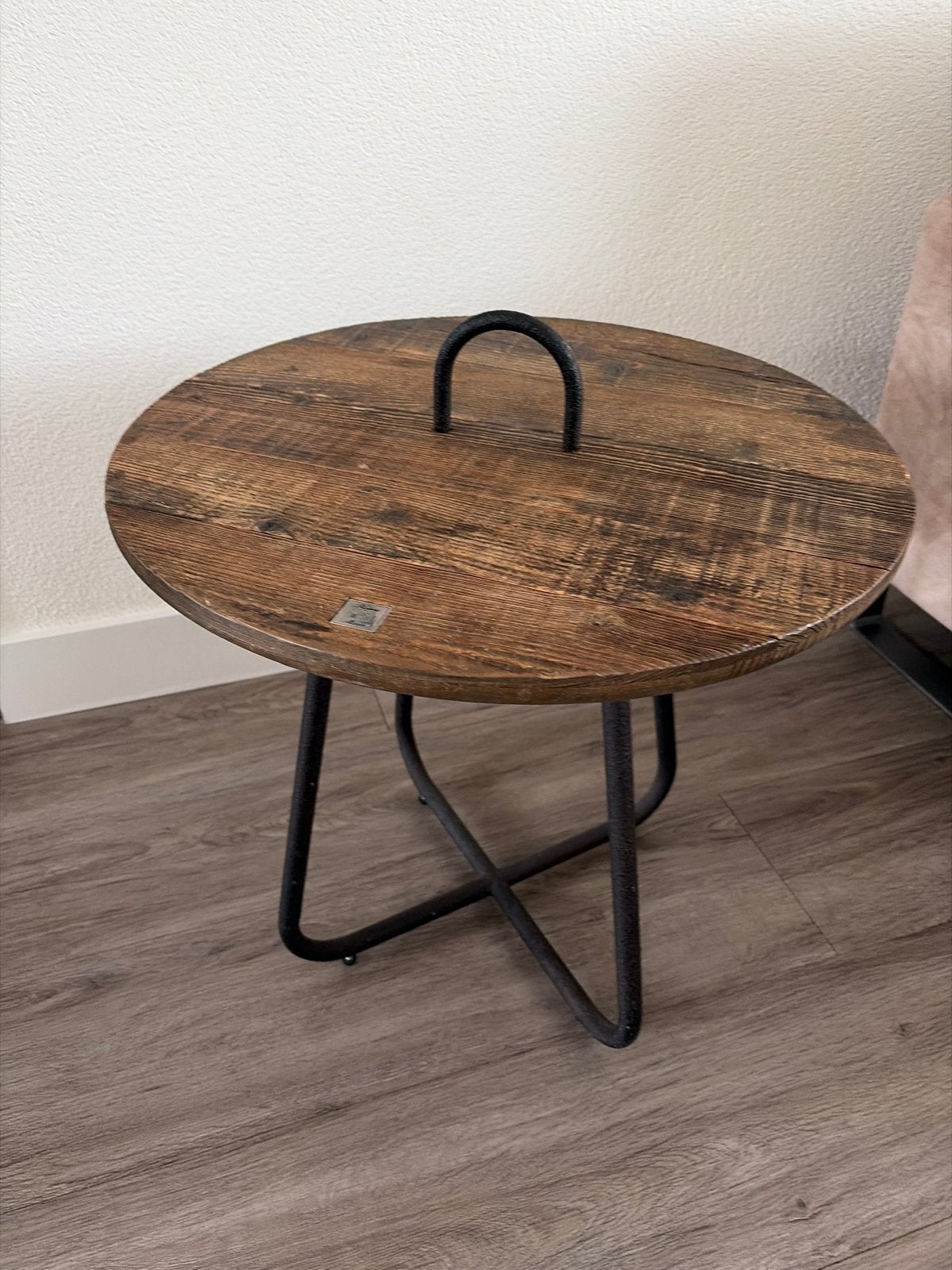 Rivièra Maison Bijzettafel Hout en Metaal, Huis en Inrichting, Tafels | Bijzettafels, Gebruikt, Rond, 55 tot 75 cm, Hout
