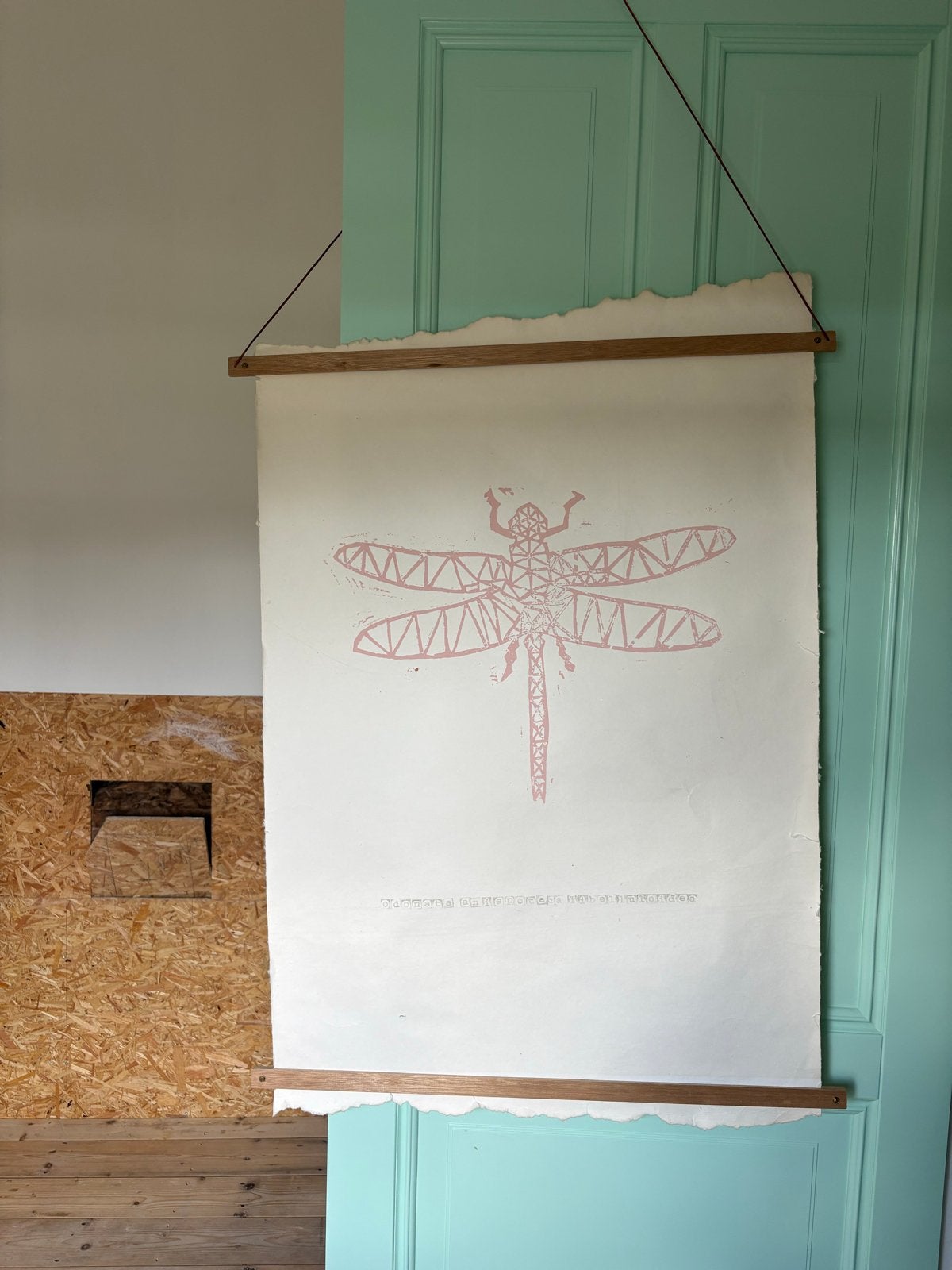NAdesign Roze Libelle Print - olifantenpoep poster, Ophalen, Print, Print/reproductie, Met ophangsysteem