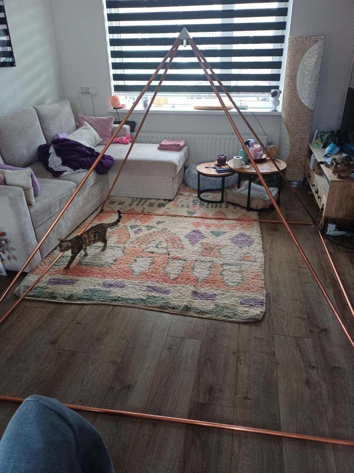 piramide van koperen buizen met orgonites als verbindstukken, Ophalen, Gebruikt
