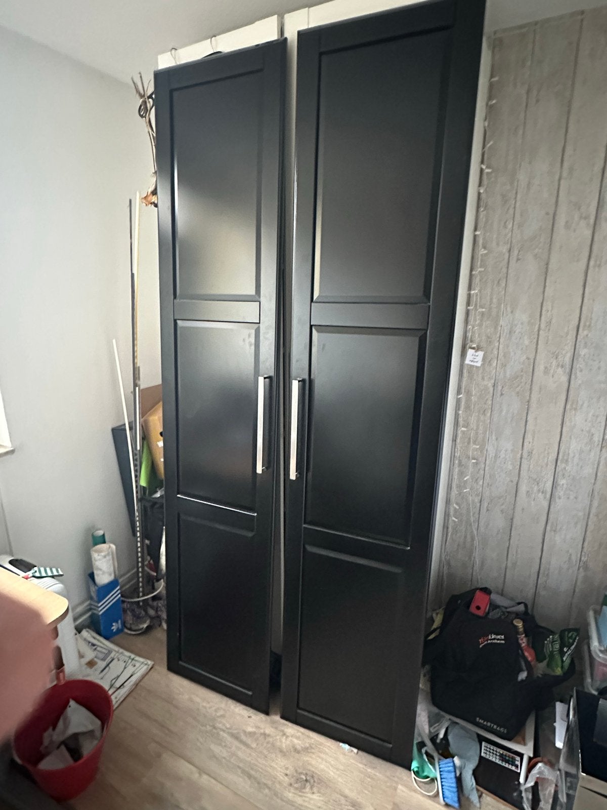 Zwarte kastdeuren Pax Ikea met handgrepen, Ophalen, Gebruikt, 200 cm of meer, 50 tot 100 cm