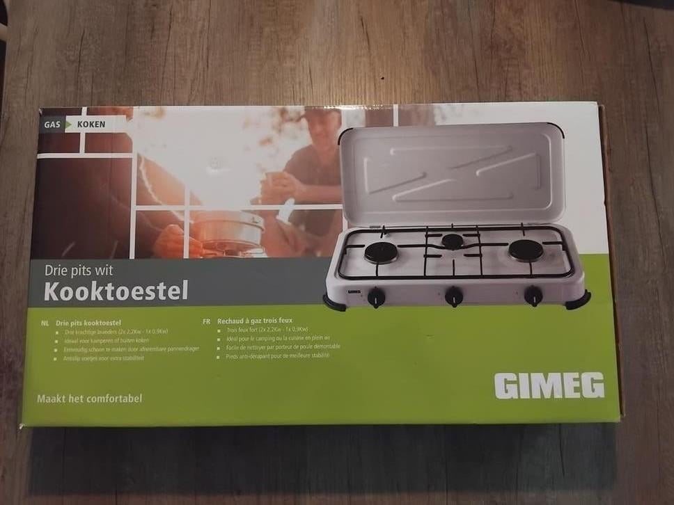Gimeg 3 pits kooktoestel zgan, Caravans en Kamperen, Kampeeraccessoires, Ophalen of Verzenden, Zo goed als nieuw