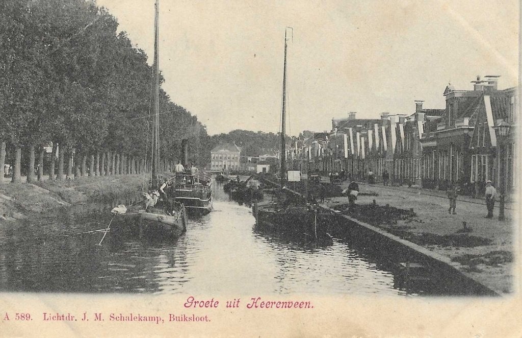 Heerenveen, Groet uit. Schepen in vaart, Verzamelen, Verzenden, Voor 1920, Gelopen, Friesland