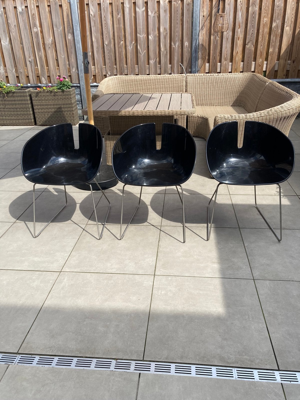 Moroso fjord zwart kunstof 100,00 euro voor alle 3, Ophalen, Kunststof, Gebruikt, Drie
