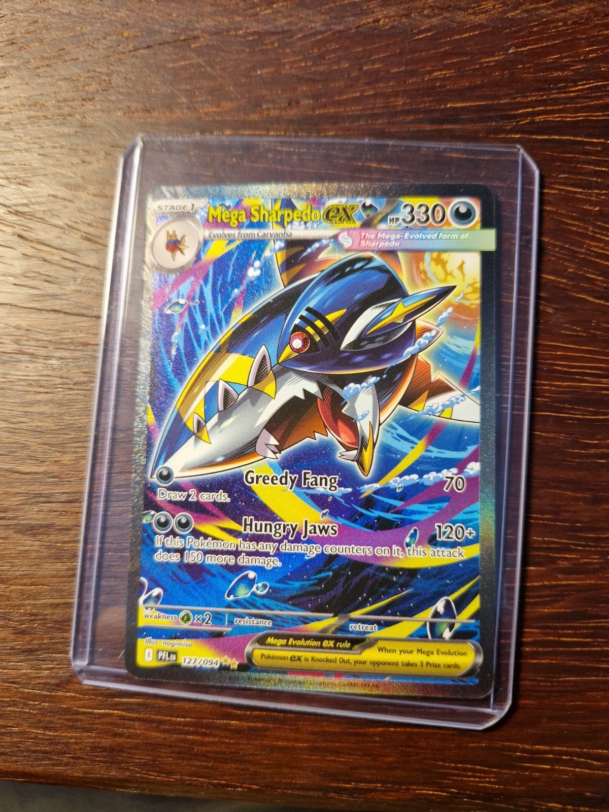 Mega Sharpedo EX Pokémon Kaart - Zeldzaam!, Ophalen of Verzenden, Zo goed als nieuw, Losse kaart