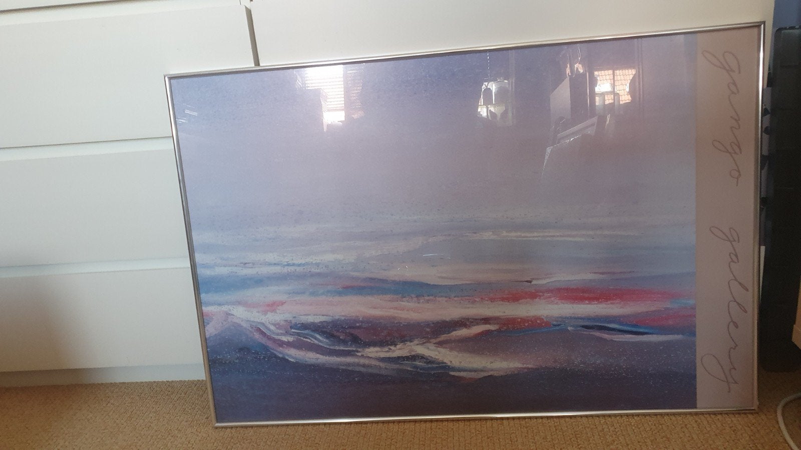 Abstract Schilderij met Zilveren Lijst, Antiek en Kunst, Kunst | Schilderijen | Abstract, Ophalen of Verzenden