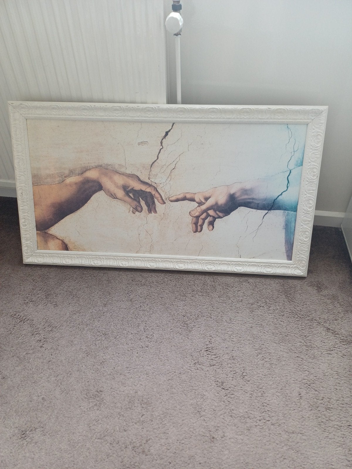 Mooi schilderij maten 110x60 cm  de schepping van Adam biede, Ophalen, Schilderij
