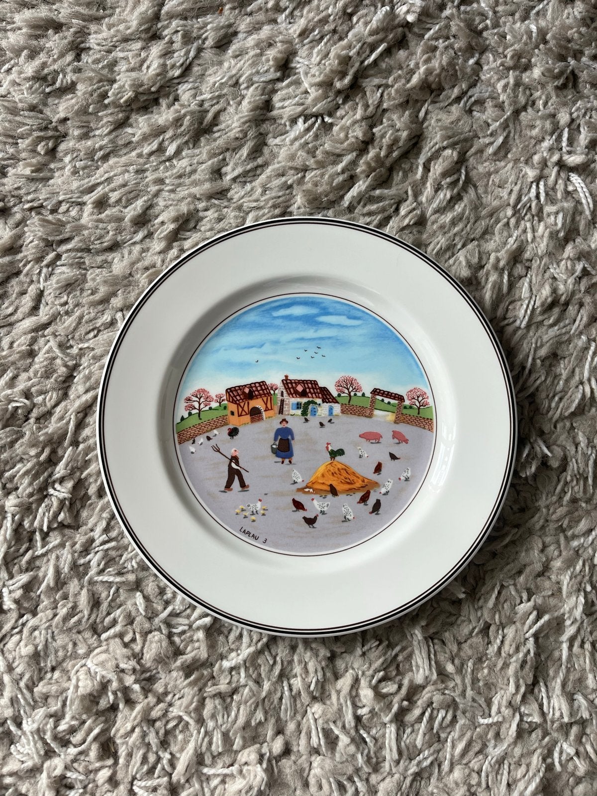 Decoratief bord met boerderijtafereel - Laplau 3, Ophalen