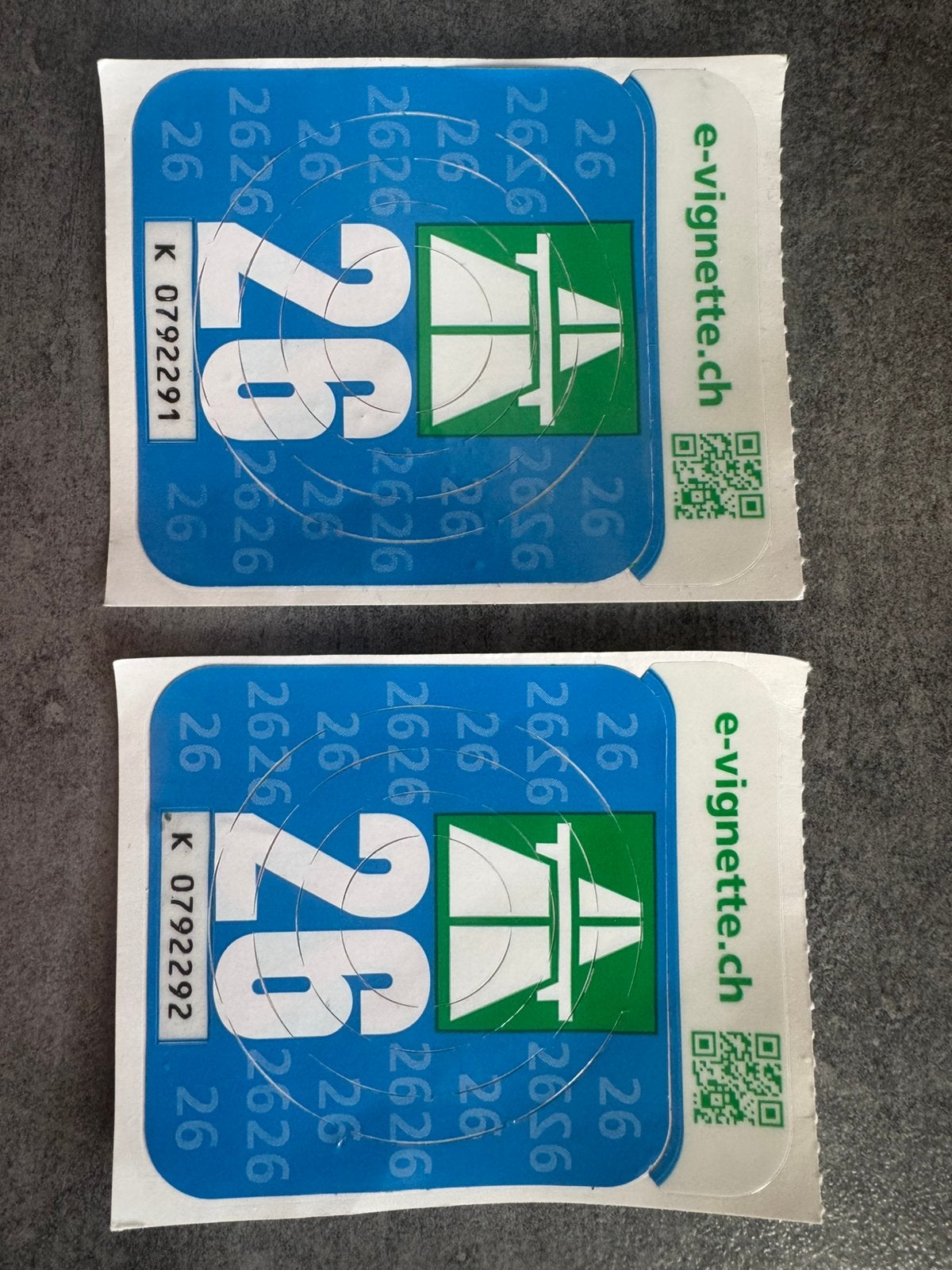 2x vignet Zwitserland 2026 incl bon, Tickets en Kaartjes, Twee personen