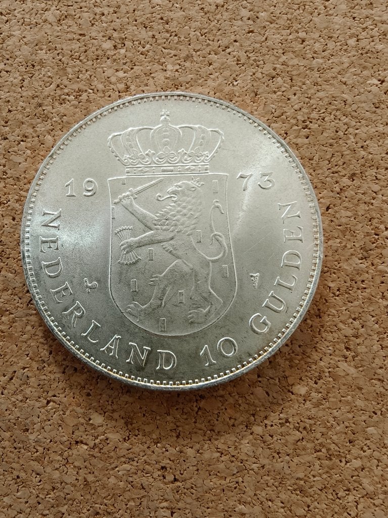 Zilveren Tientje uit 1973, Koningin Juliana, Zilver, Ophalen of Verzenden, Losse munt