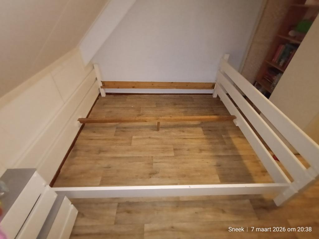 Bedombouw 180x200, Huis en Inrichting, Slaapkamer | Bedden, Ophalen, Gebruikt, Wit, Tweepersoons