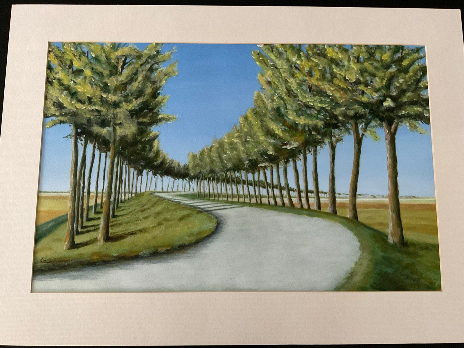 Set van 2 ingelijste landschapsschilderijen - Co Schellekens, Antiek en Kunst, Acrylverf, Realistisch, Ophalen of Verzenden, Gesigneerd