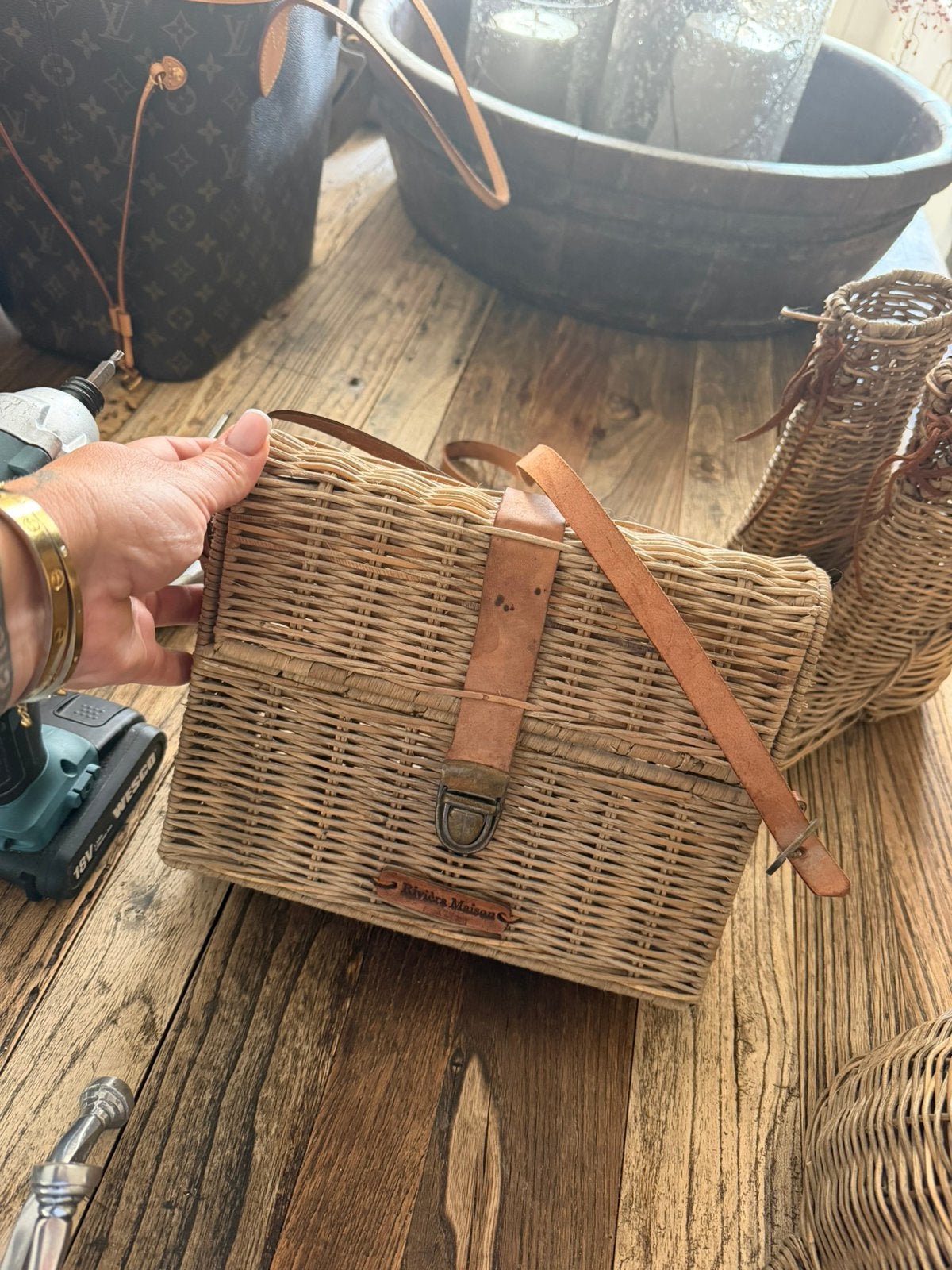 Ratan tas riviera maison landelijk stoer sober, Huis en Inrichting, Woonaccessoires | Overige, Ophalen of Verzenden, Zo goed als nieuw