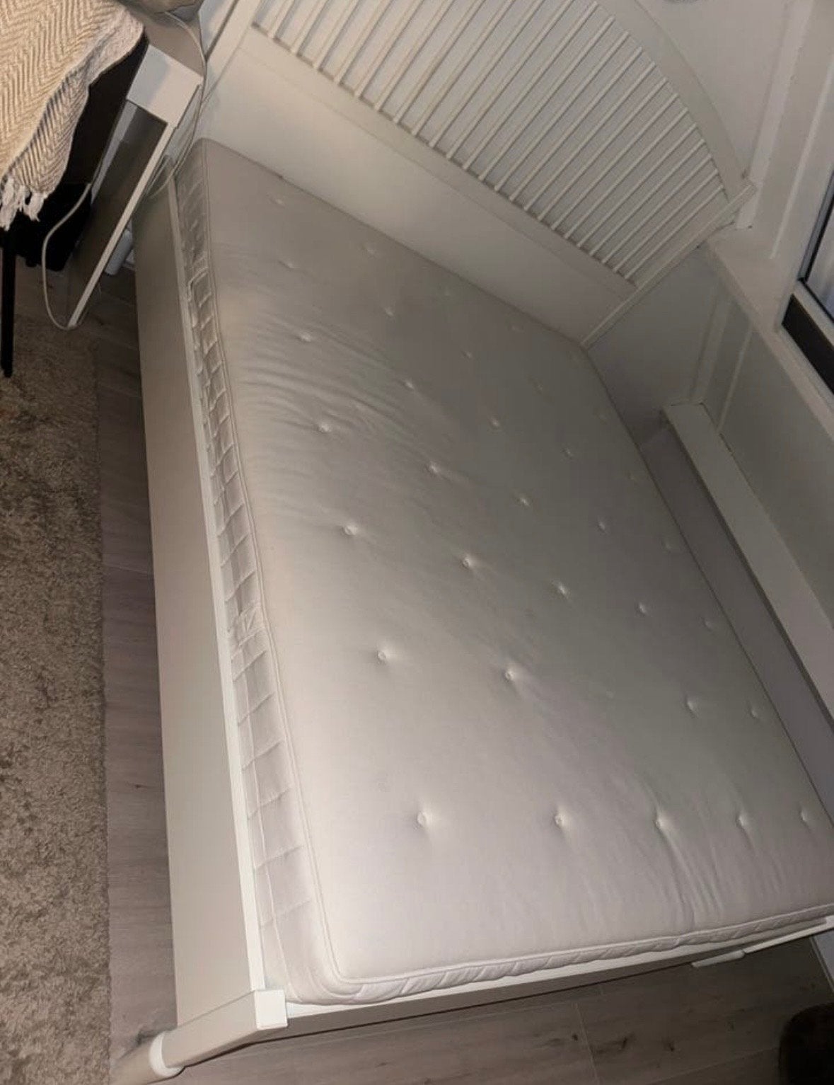 IKEA Bed met matras 160x200, Ophalen, Gebruikt, Wit, Tweepersoons