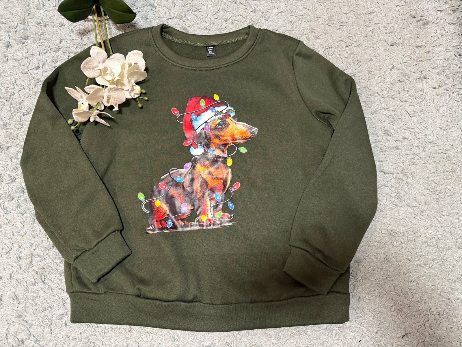 NIEUW, donkergroene kersttrui met teckel van, maat XL, Ophalen of Verzenden, Nieuw, Maat 46/48 (XL) of groter, Groen