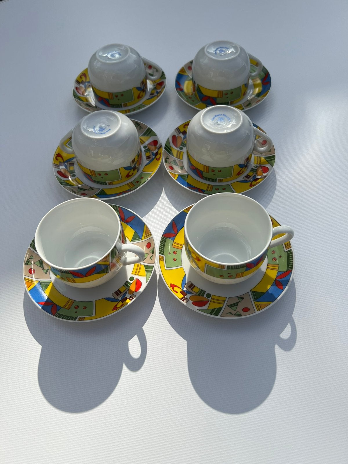 6 Douwe Egberts Jarolina collectie kop en schotel, Ophalen of Verzenden, Zo goed als nieuw, Overige stijlen, Kop(pen) en/of Schotel(s)