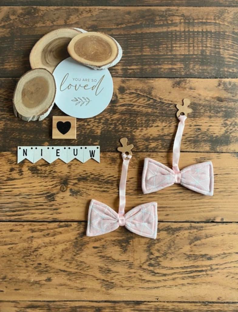 Baby girl z8 2x strik speenkoord licht roze wit, Ophalen of Verzenden, Nieuw, Overige typen
