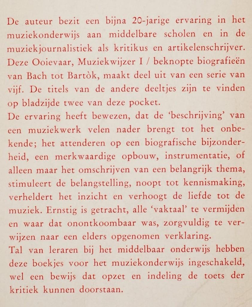 Muziekwijzer - Biografieën van Bach tot Bartok (1965), Boeken, Verzenden, Zo goed als nieuw