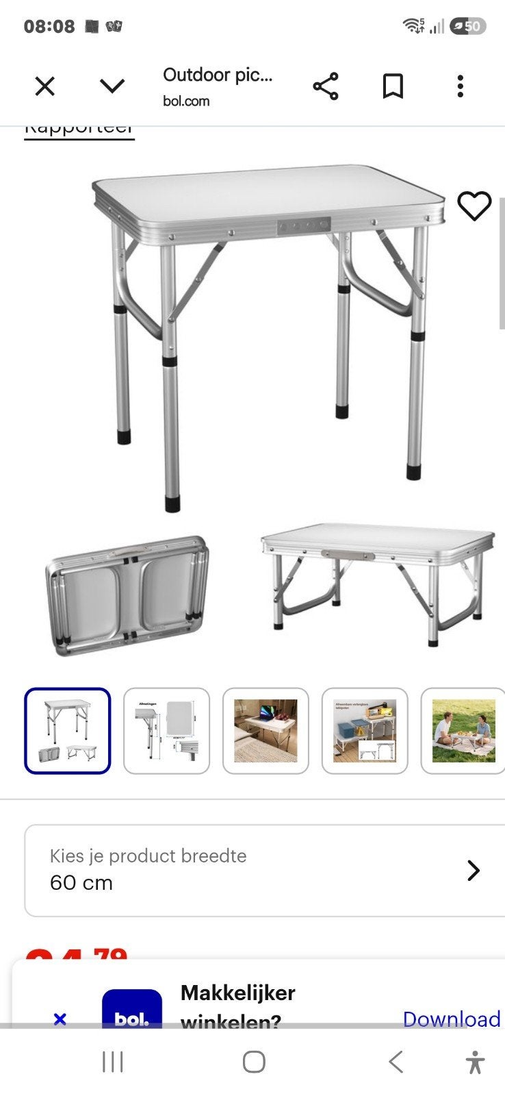 Te koop camping tafeltje, Ophalen, Zo goed als nieuw, Campingtafel