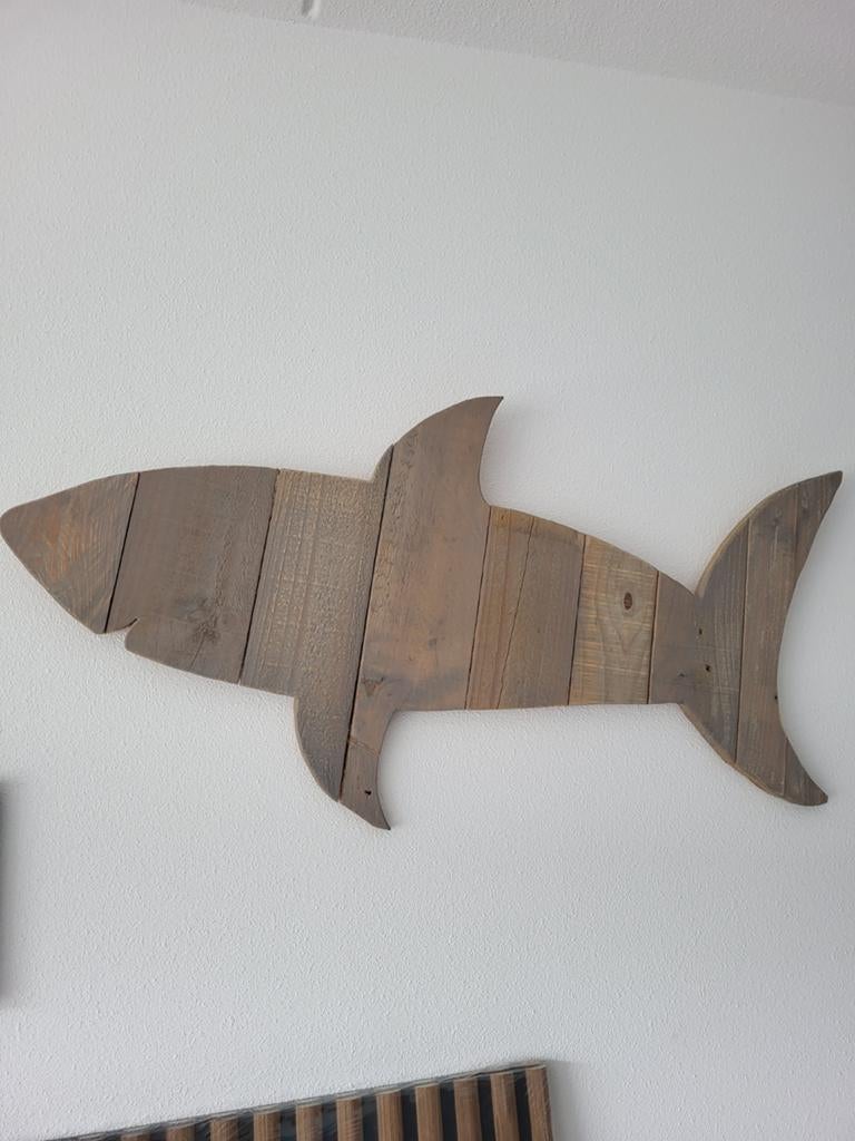 Decoratie haai van steigerhout - 1 meter breed, Ophalen, Hout, Nieuw, Landelijk