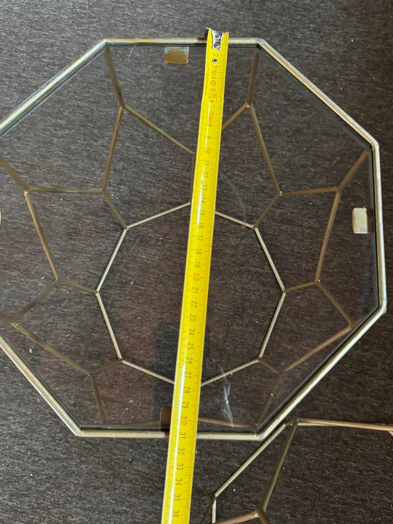 Set van 2 Riverdale Amaro bijzettafels met glazen blad, Minder dan 55 cm, Overige vormen, Ophalen, 45 tot 60 cm