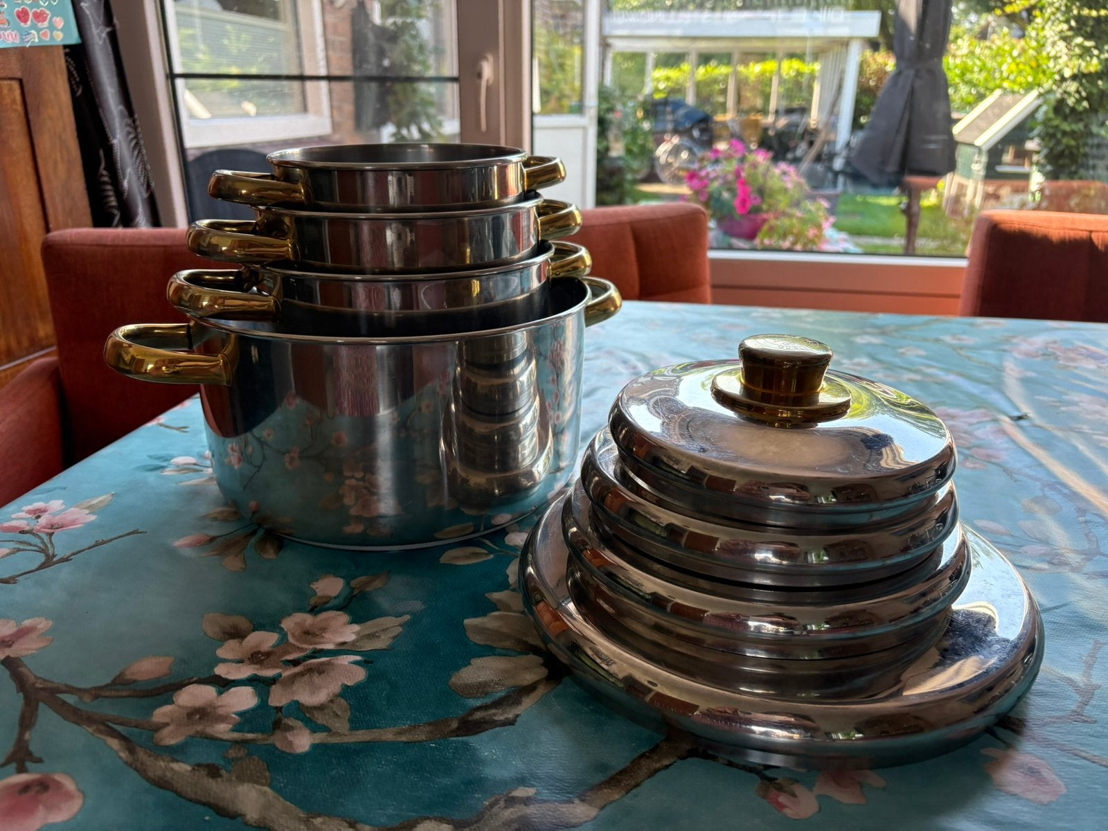 Bk pannenset + 2x steelpan en 2x braadpan, Ophalen, Zo goed als nieuw, Rvs, Pannenset