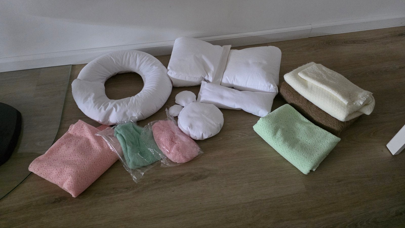 Set newborn fotografie posing pillows, wraps & doeken, Ophalen of Verzenden, Zo goed als nieuw