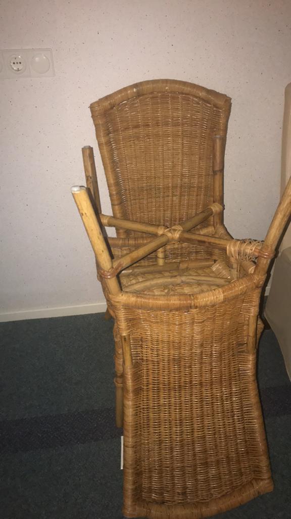 Rotan stoel, rieten stoel, bamboe stoel, Gebruikt, Bruin, Riet of Rotan, Ophalen of Verzenden