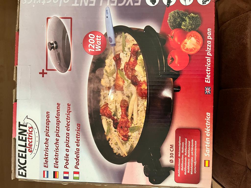 Elektrische pizzapan 1200W en Pizza serveerset - Nieuw, Ophalen, Nieuw