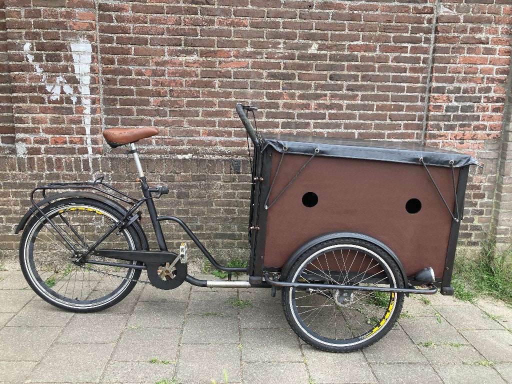 Bakfiets Zwart met afdekzeil, Terugtraprem, Gebruikt, Goederen, Ophalen