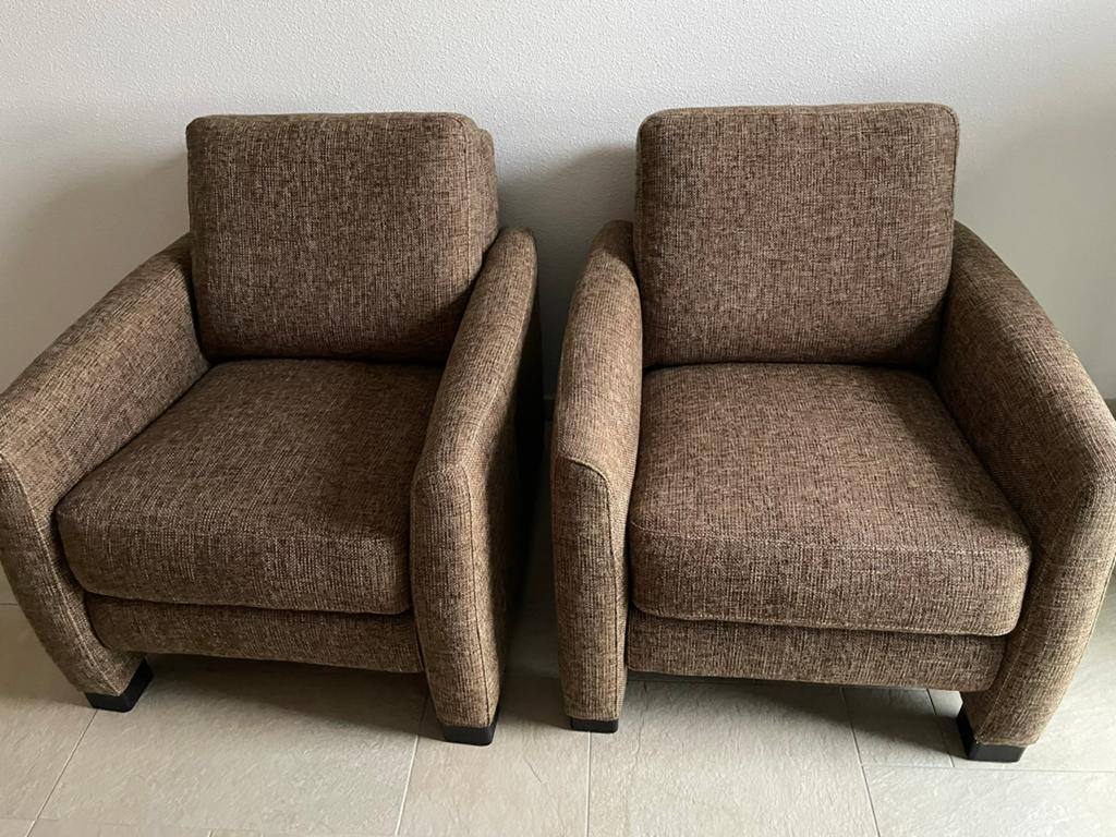 2 bruin beige fauteuils van Lowland Queen, Ophalen, Zo goed als nieuw, 75 tot 100 cm, 50 tot 75 cm