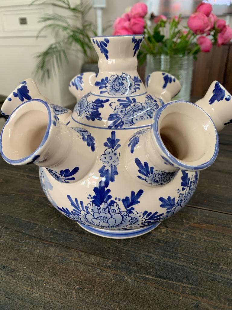 Prachtige Delfts Blauwe Tulpenvaas - Handgeschilderd, Antiek en Kunst, Ophalen