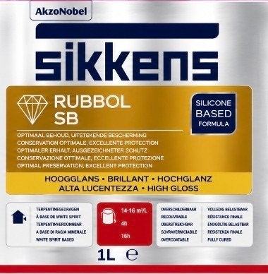 10x Sikkens Rubbol SB ral 9010 wit 1L, Ophalen of Verzenden, Nieuw, Wit, Lak